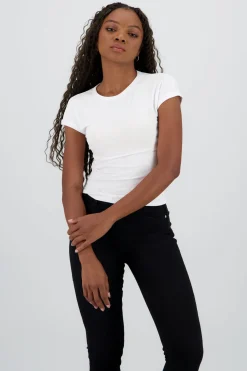 Top largo manga corta rib