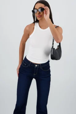 Top largo sin mangas rib