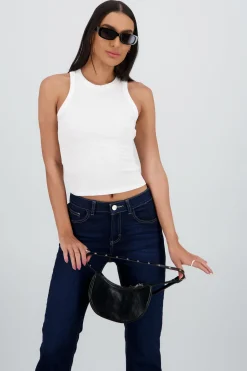 Top largo sin mangas rib