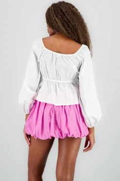 Top liso abierto moños hypsters