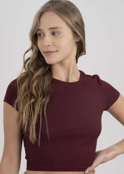 Top manga corta acanalado