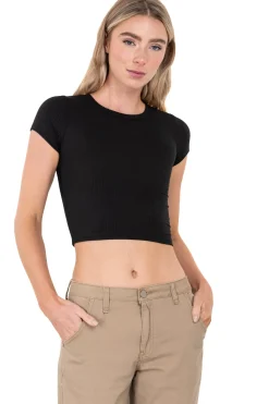 Top Manga Corta Acanalado