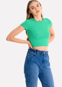 Top manga corta acanalado