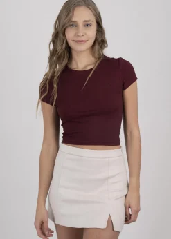 Top manga corta acanalado