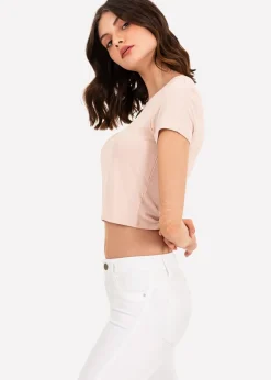 Top manga corta acanalado