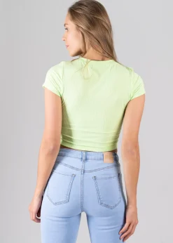 Top manga corta acanalado