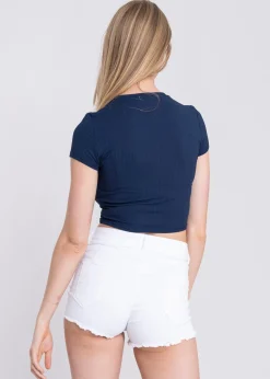 Top manga corta acanalado