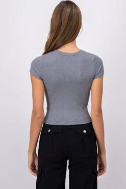 Top Manga Corta Acanalado