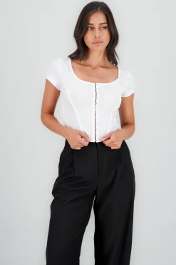 Top manga corta con ganchos