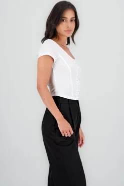 Top manga corta con ganchos