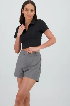 Top manga corta detalle cuello polo