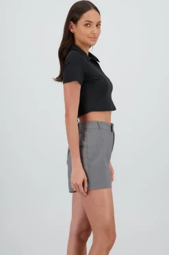 Top manga corta detalle cuello polo