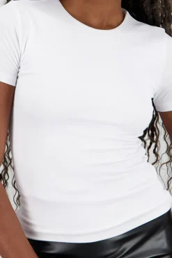 Top manga corta doble tela