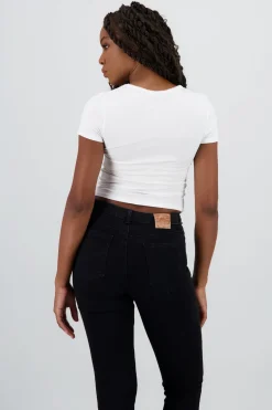 Top manga corta encaje escote