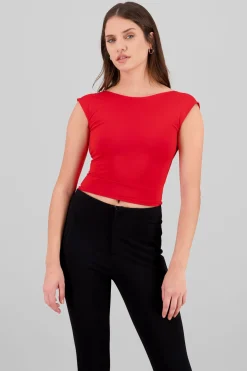 Top manga corta escote espalda