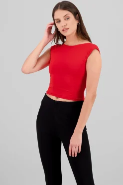 Top manga corta escote espalda