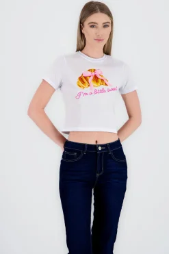 Top manga corta estampado croissant