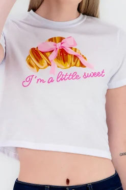 Top manga corta estampado croissant