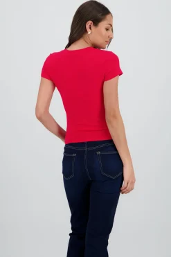 Top manga corta liso