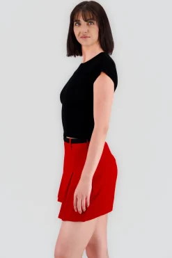 Top manga corta tejido