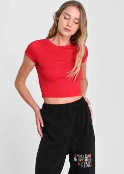 Top manga corta textura