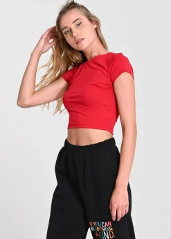 Top manga corta textura