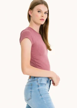 Top manga corta textura