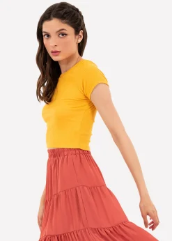 Top manga corta textura