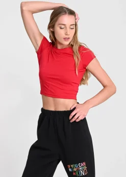 Top manga corta textura