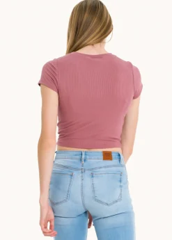 Top manga corta textura