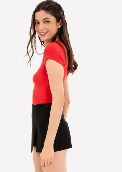 Top manga corta textura