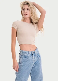 Top manga corta textura