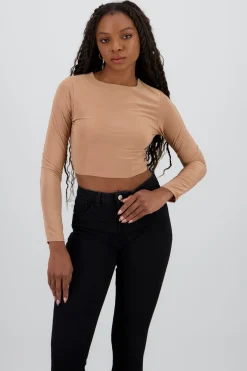 Top manga larga cuello redondo