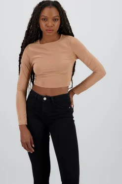 Top manga larga cuello redondo