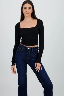 Top manga larga escote cuadrado