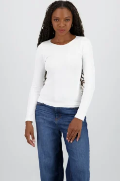 Top manga larga liso seamless