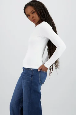 Top manga larga liso seamless