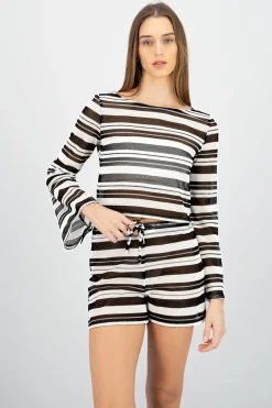 Top manga larga rayas ligero