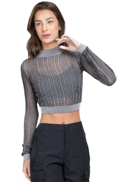 Top mesh líneas brillos