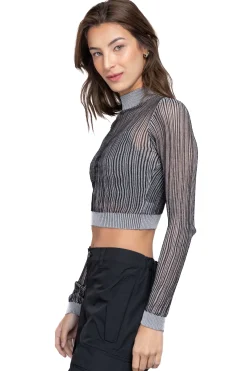 Top mesh líneas brillos