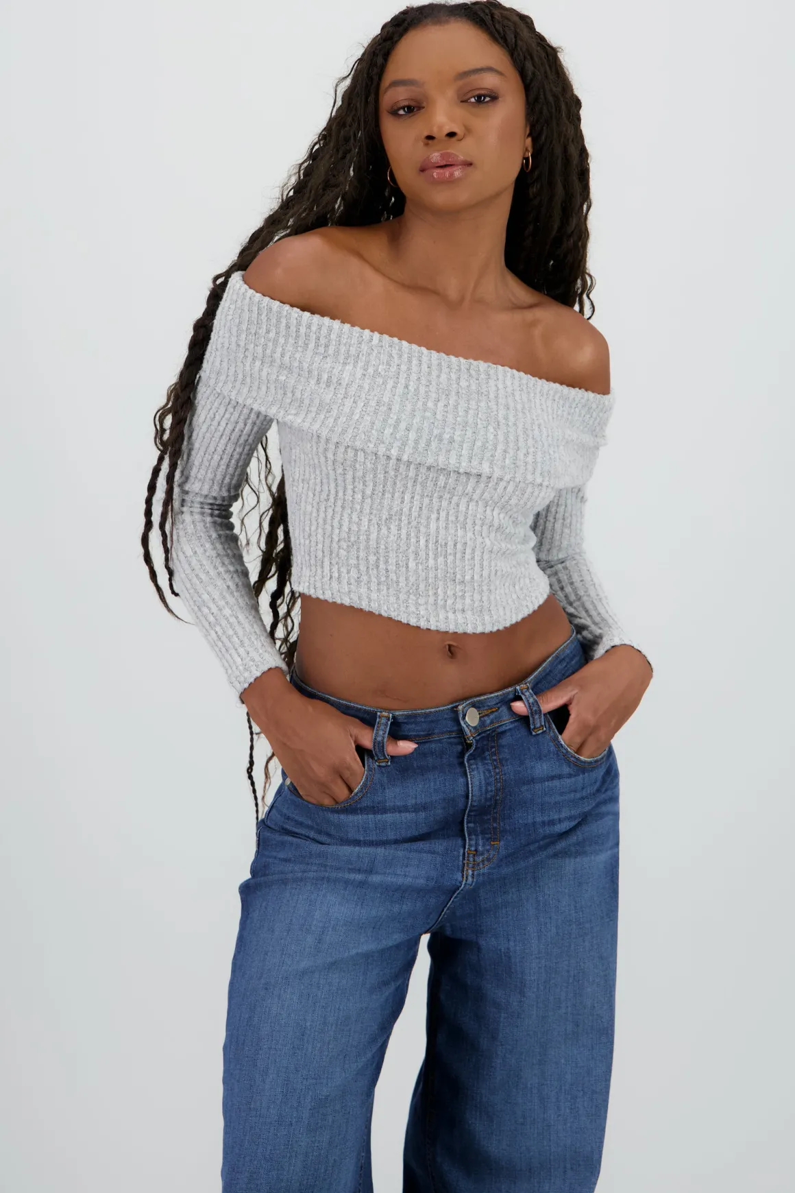 Top off shoulder liso tipo rib