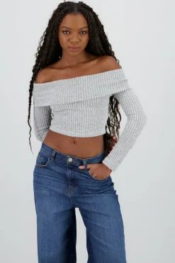 Top off shoulder liso tipo rib