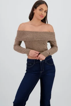 Top off shoulder liso tipo rib