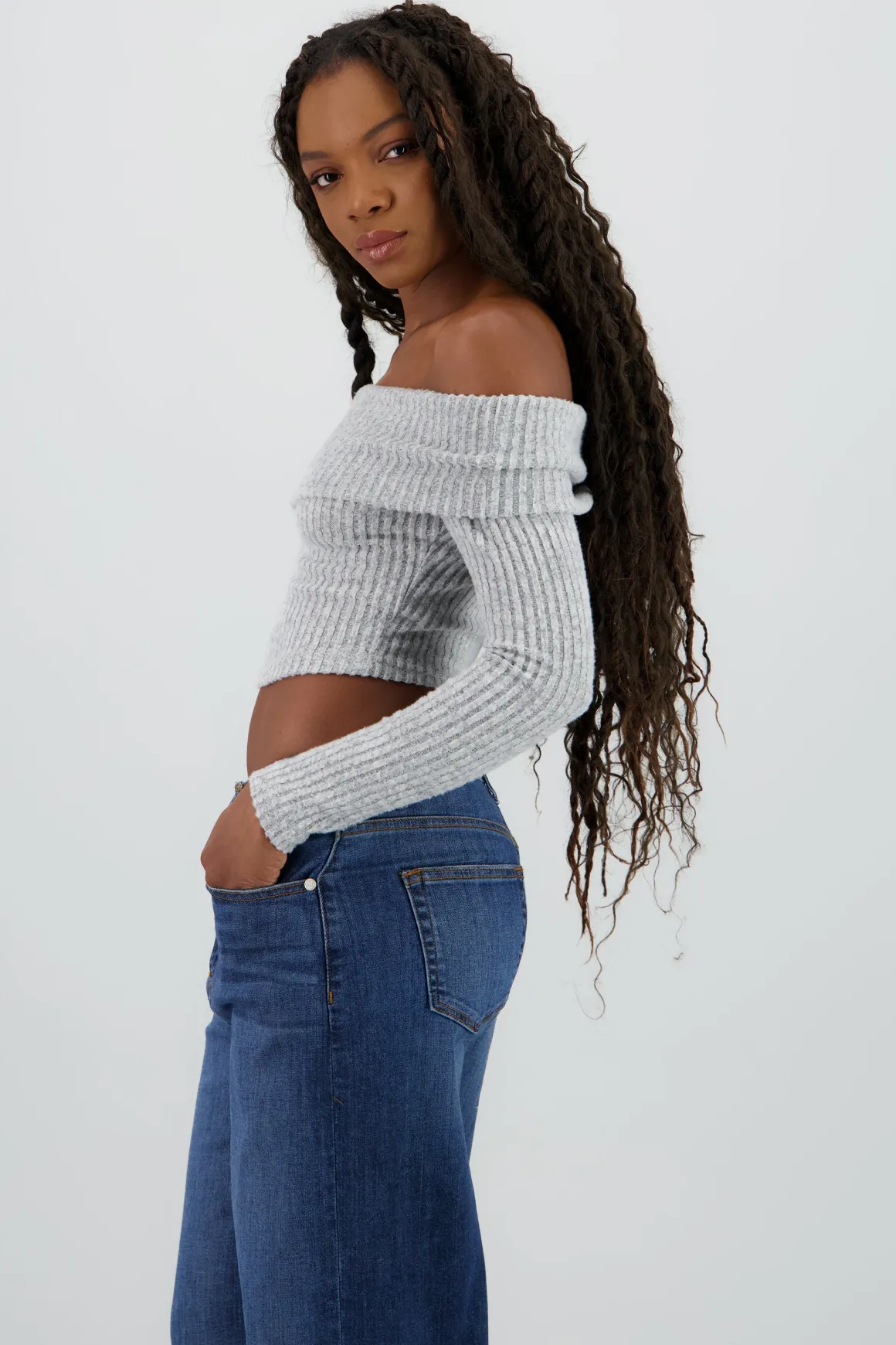 Top off shoulder liso tipo rib