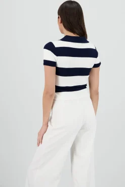 Top polo tejido ligero rayas