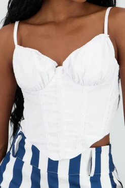 Top popelina tipo corset encaje