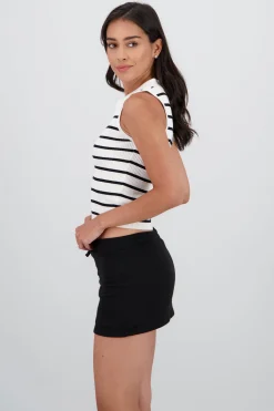 Top rayas cuello polo sin mangas