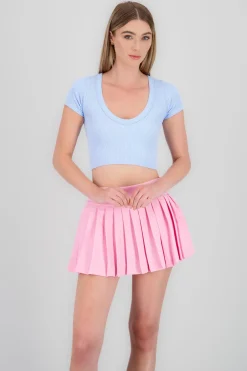 Top seamless de manga corta escotado