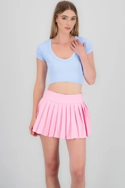 Top seamless de manga corta escotado