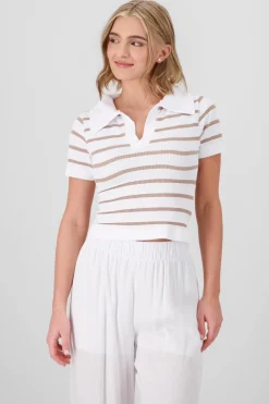 Top seamless rayas cuello polo